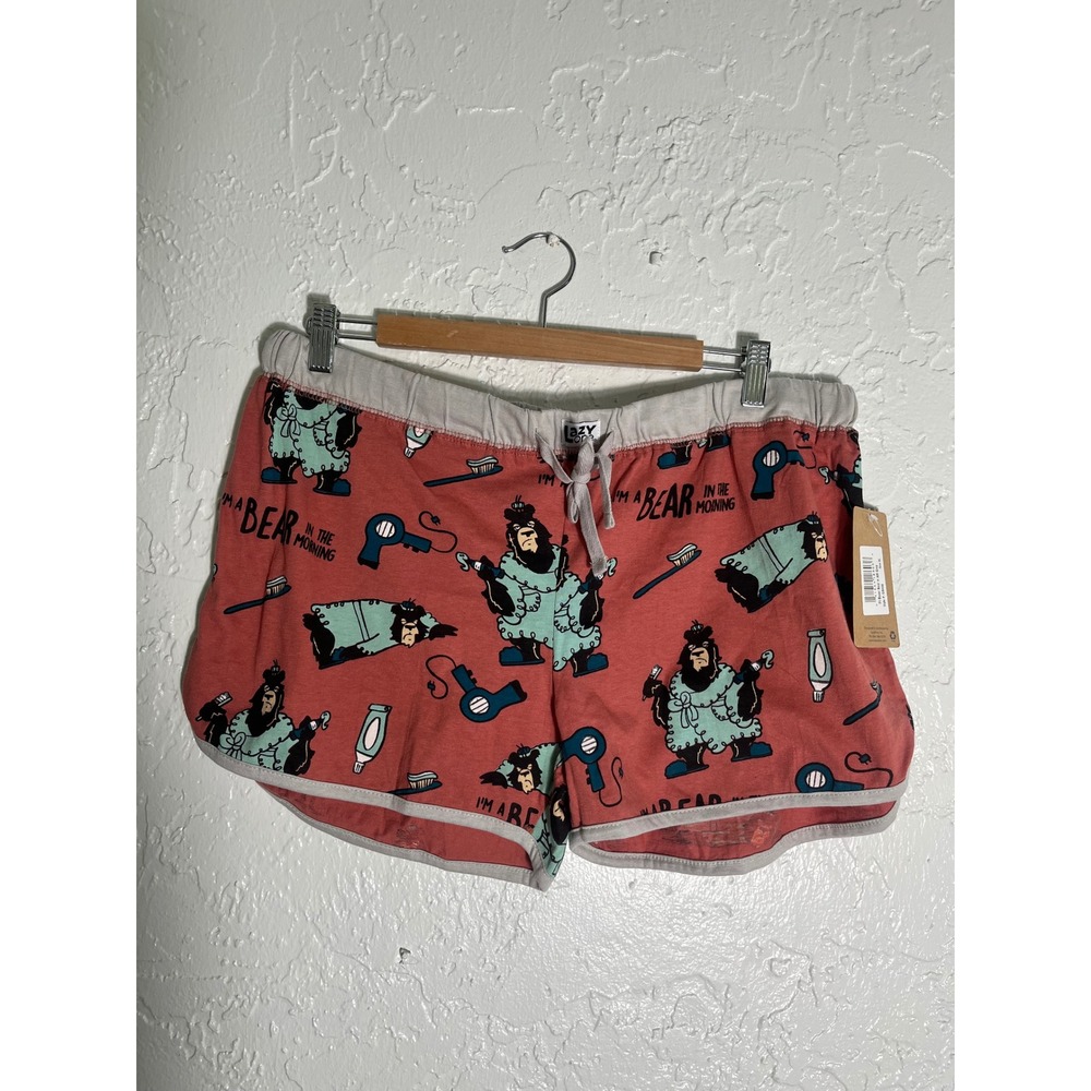 Lazy One Girls XL Bear in the Morning Pajama Shorts NWT Cotton Boxer Sleepwear